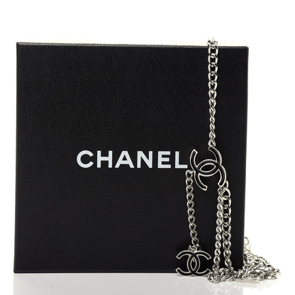 Chanel Enamel CC Chain Logo Belt Silver Black 5 of 5