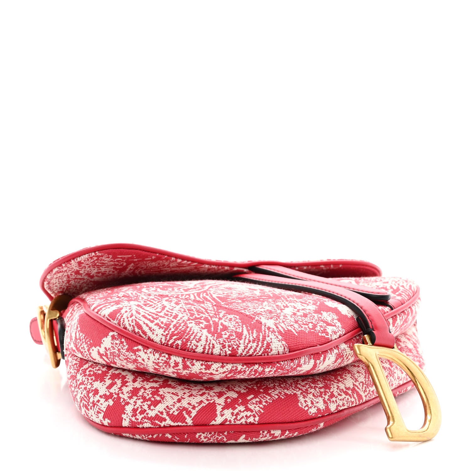 Christian Dior Canvas Reverse Embroidered Toile De Jouy Saddle Bag Red 4 of 10