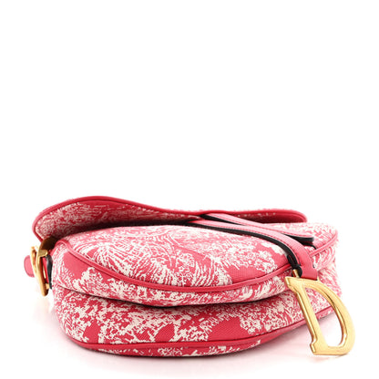 Christian Dior Canvas Reverse Embroidered Toile De Jouy Saddle Bag Red 4 of 10