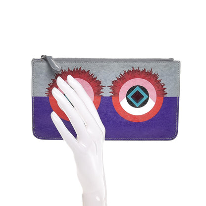 Fendi Vitello Elite Studded Hypnoteyes Zip Pouch Polvere Multicolor 2 of 11