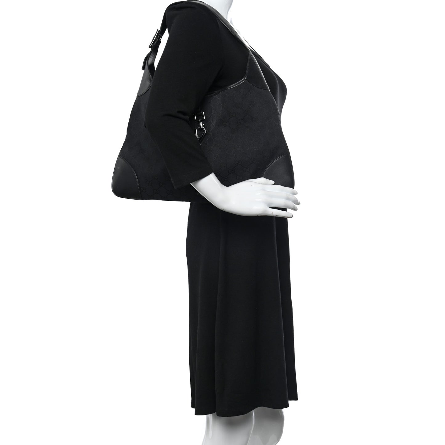 Monogram Lobster Clasp Jackie O Hobo Black