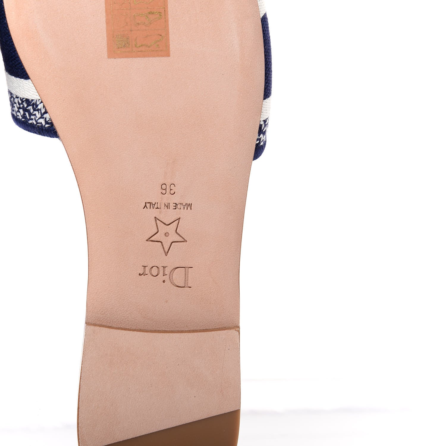 Christian Dior Canvas Around the World Embroidered Dway Flat Slide Sandals 36 True Blue 9 of 11