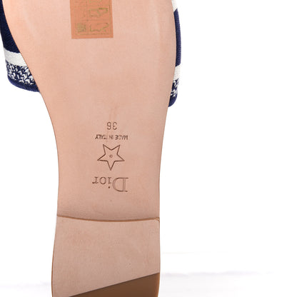Christian Dior Canvas Around the World Embroidered Dway Flat Slide Sandals 36 True Blue 9 of 11