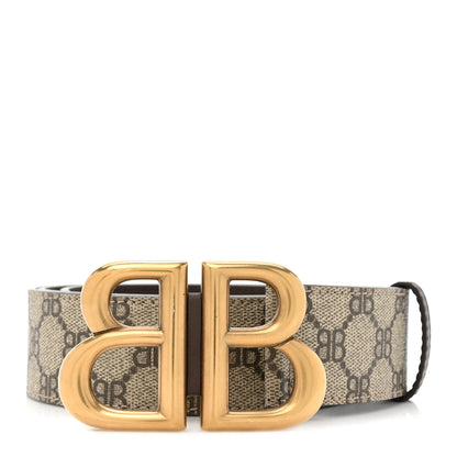 Gucci X BALENCIAGA BB Supreme Monogram 40mm Belt 100 40 Beige Ebony Dark Brown 1 of 5
