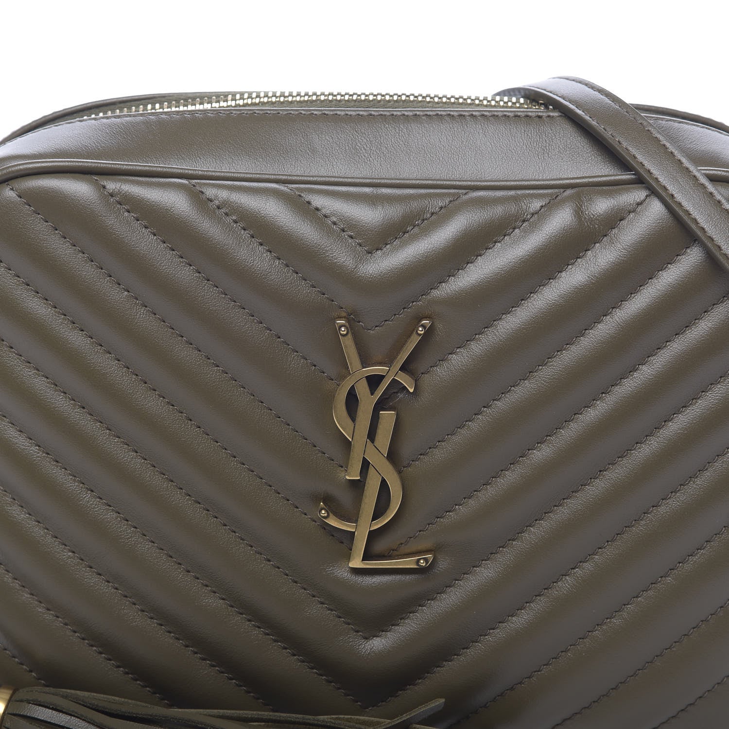 Saint Laurent Calfskin Matelasse Monogram Lou Camera Bag Military Olive 7 of 10