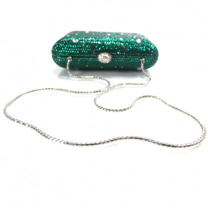 Judith Leiber Swarovski Crystal Minaudiere Monet Green 6 of 8