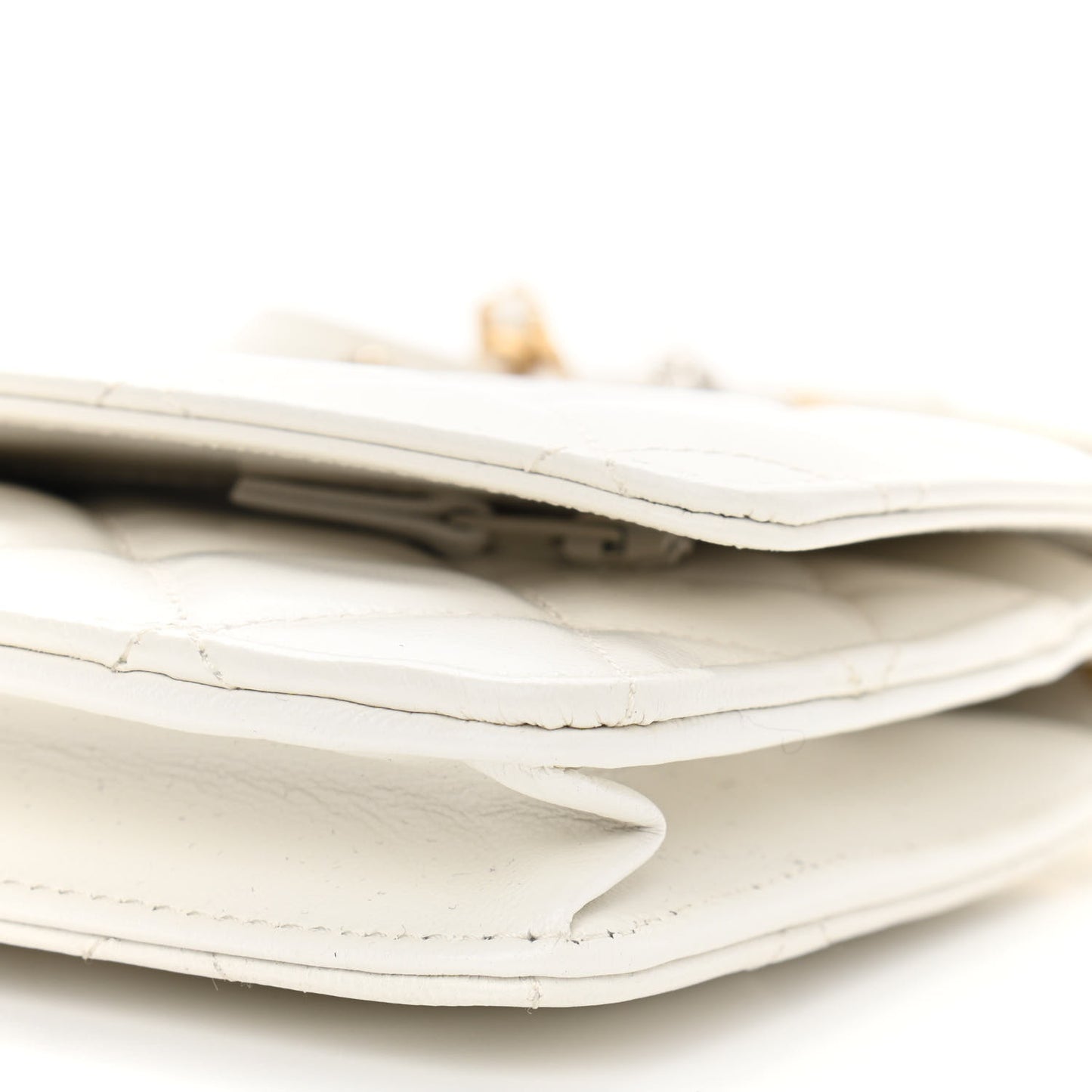 Goatskin Quilted Punk Essentials Wallet On Chain WOC White