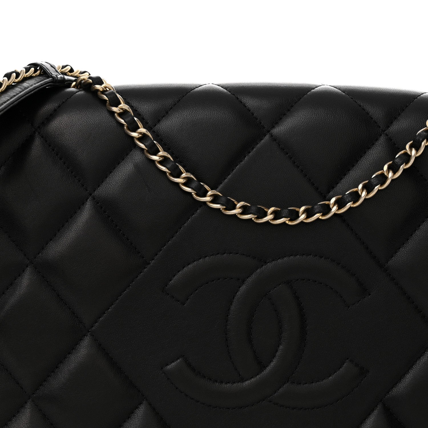 Chanel Lambskin Quilted Medium Diamond CC Flap Black 8 of 12