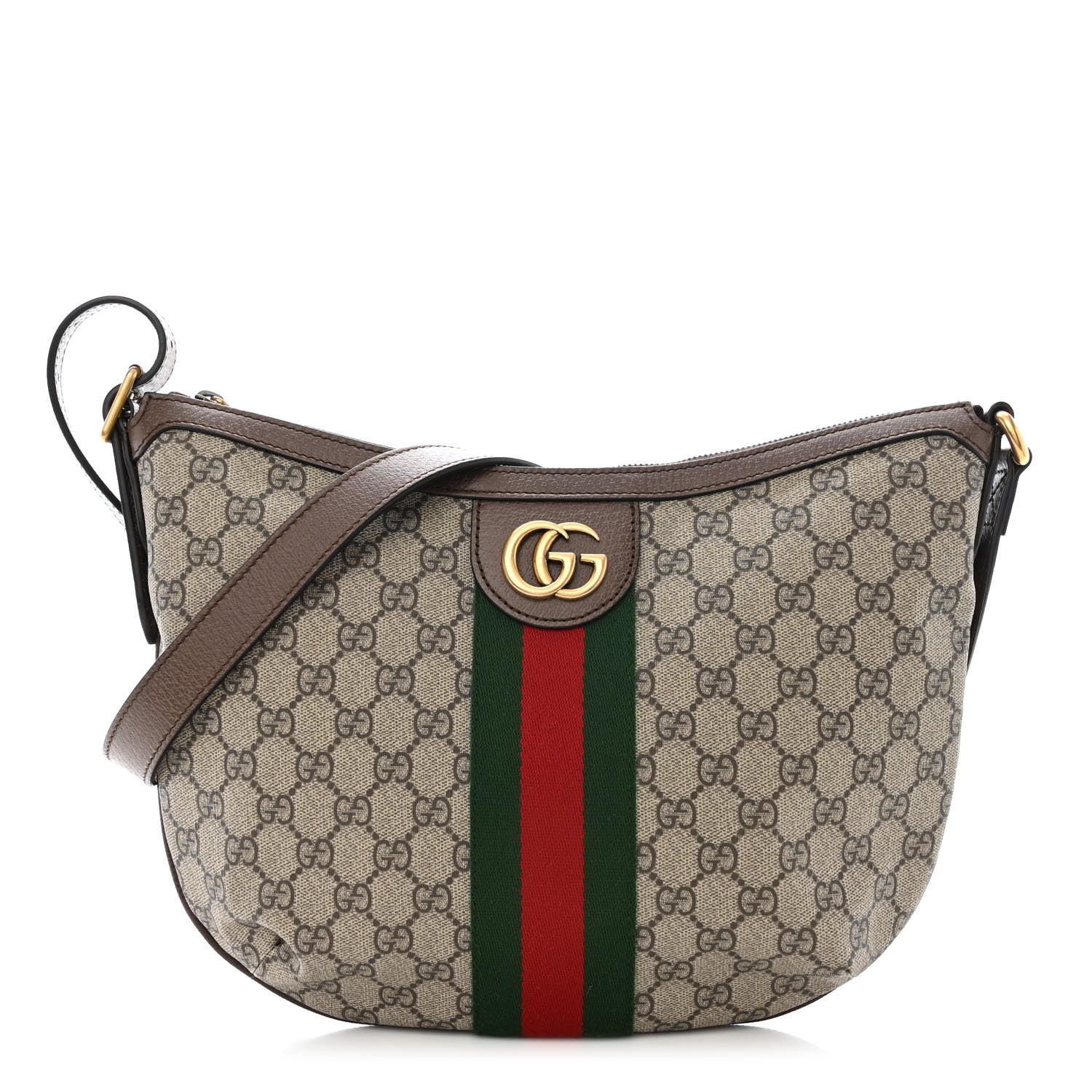 Gucci GG Supreme Monogram Web Small Ophidia Half Moon Hobo Brown 1 of 11