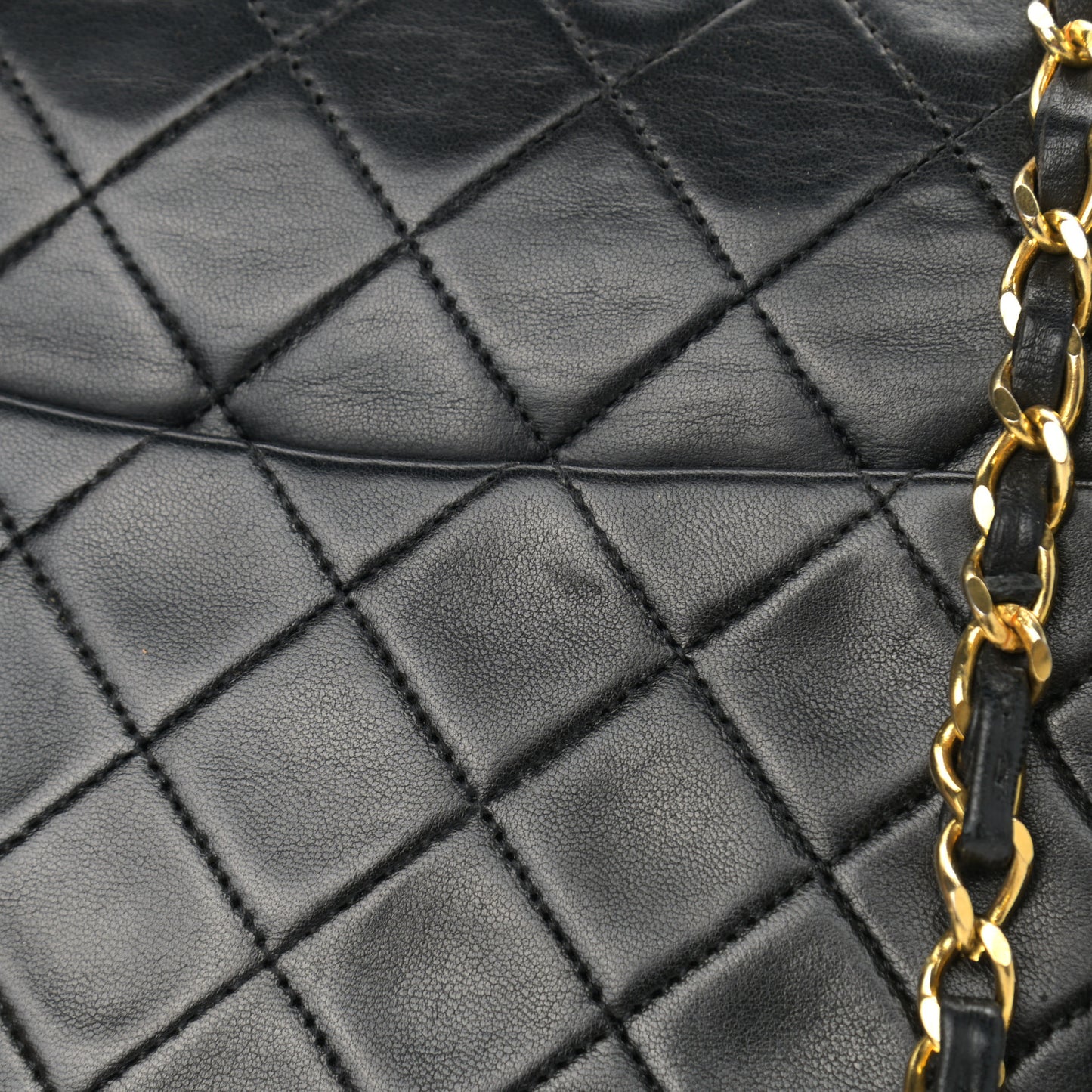 Lambskin Quilted Medium Double Flap Black