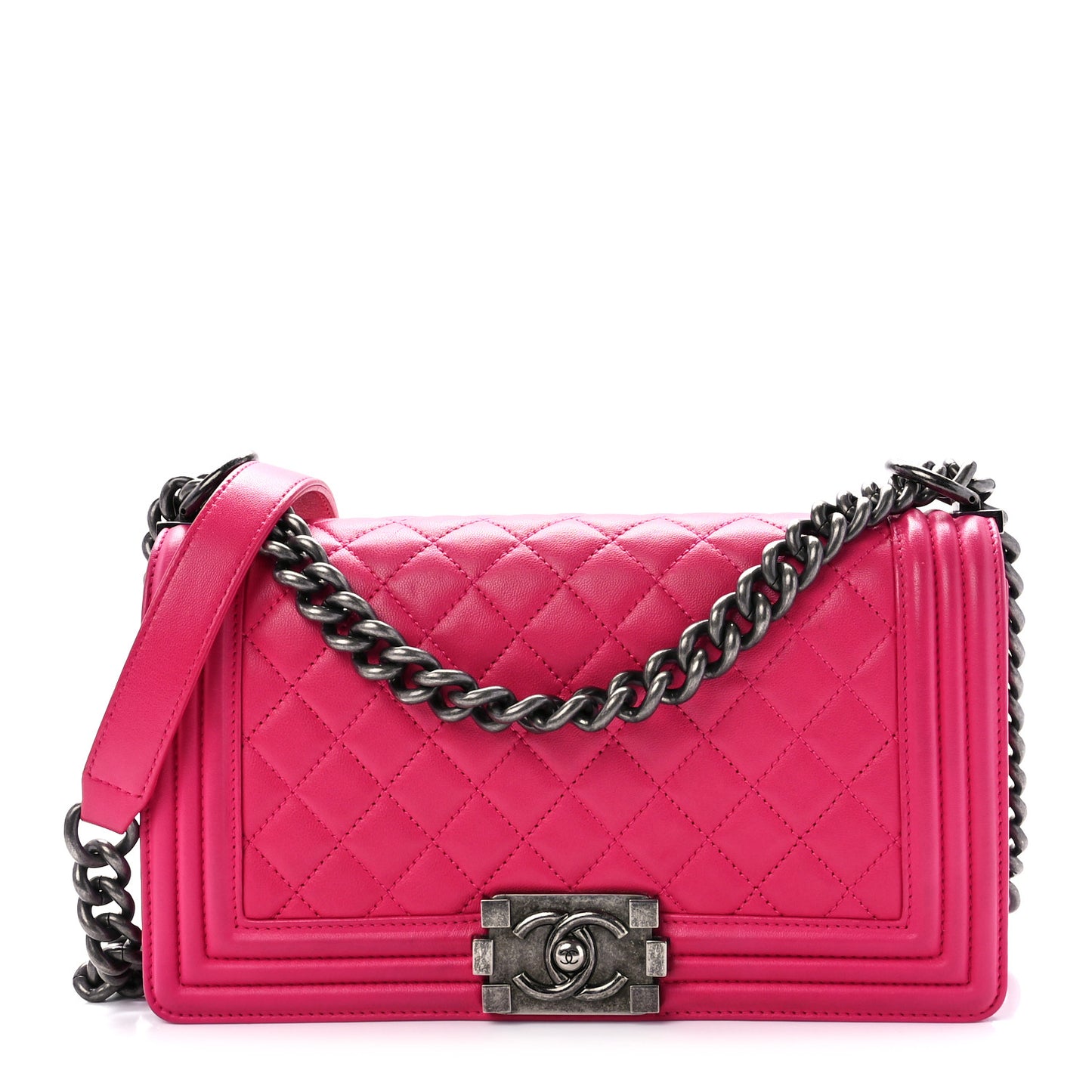 Lambskin Quilted Medium Boy Flap Pink