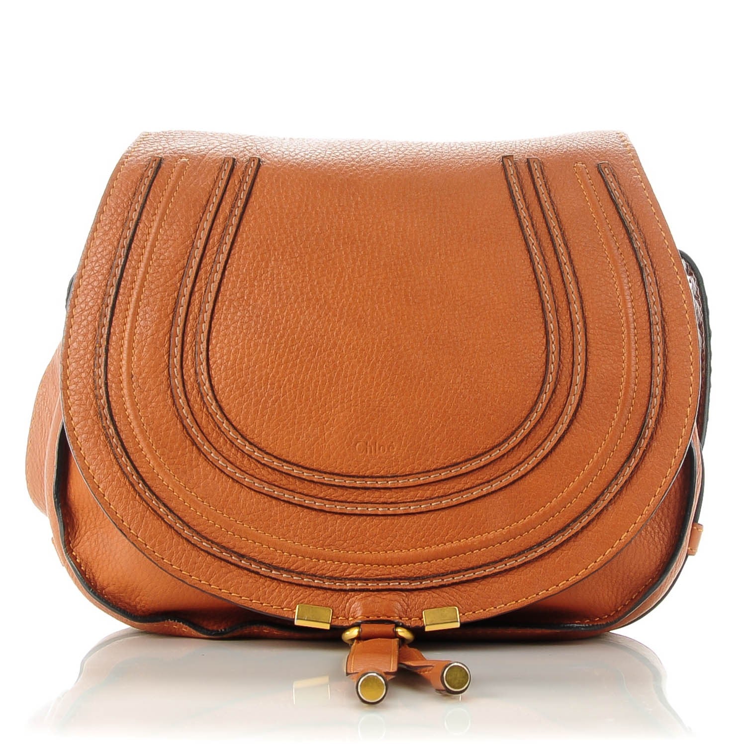 Chloe Calfskin Medium Marcie Round Crossbody Bag Whiskey 1 of 9