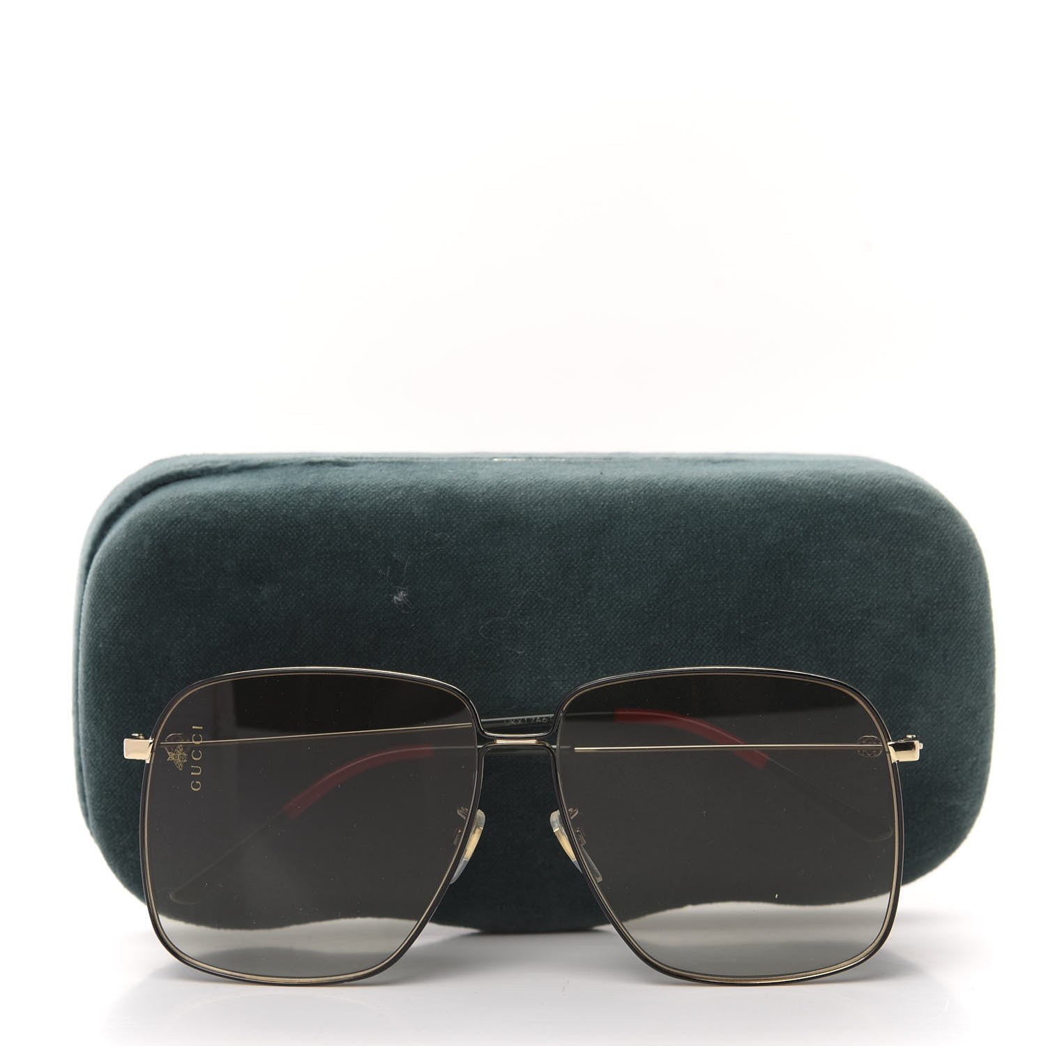 Gucci Rectangular Frame Interlocking G Sunglasses GG0394S Green Red 8 of 8