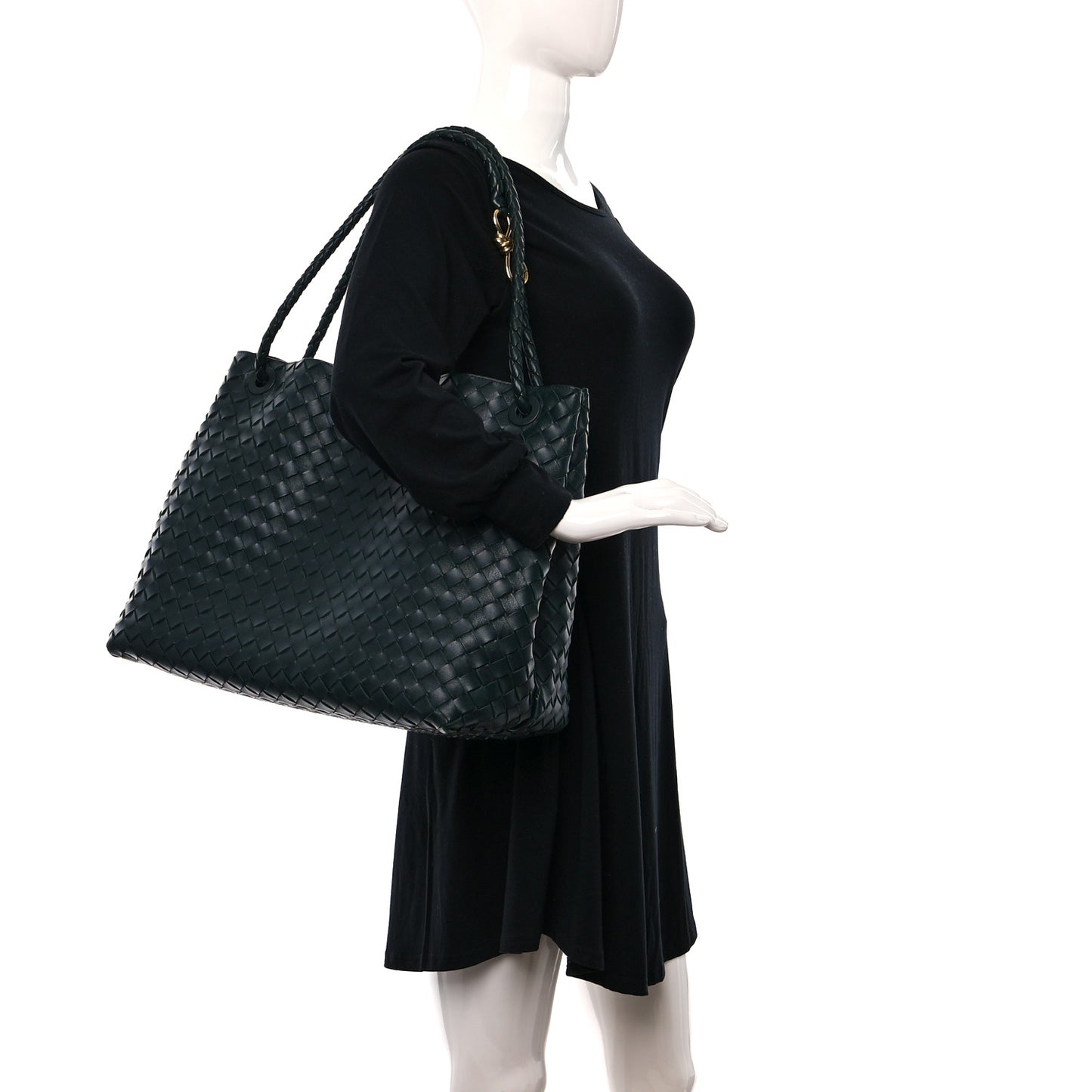 Nappa Intrecciato Large Andiamo Shoulder Bag Emerald Green