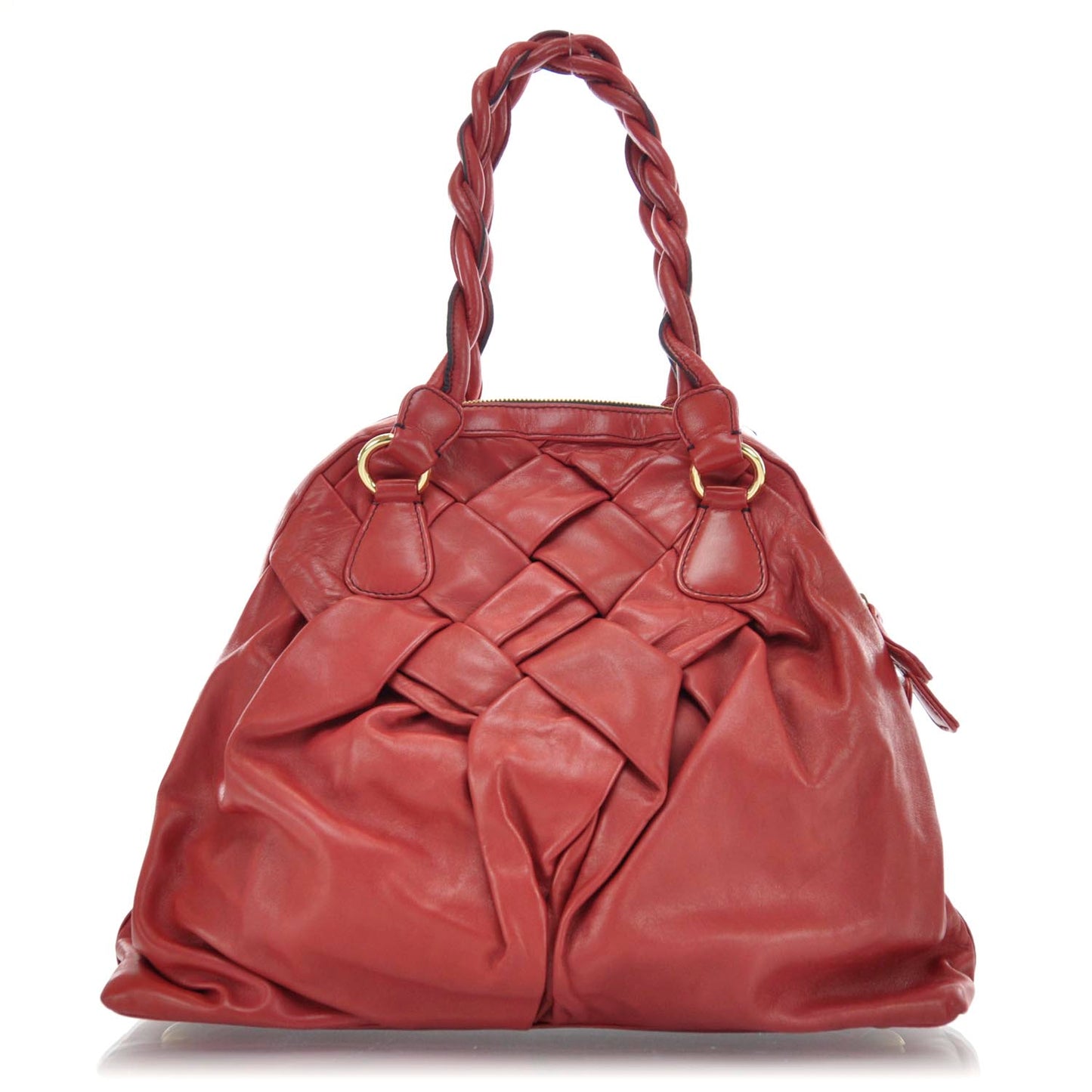 Woven Leather Couture Bag Red