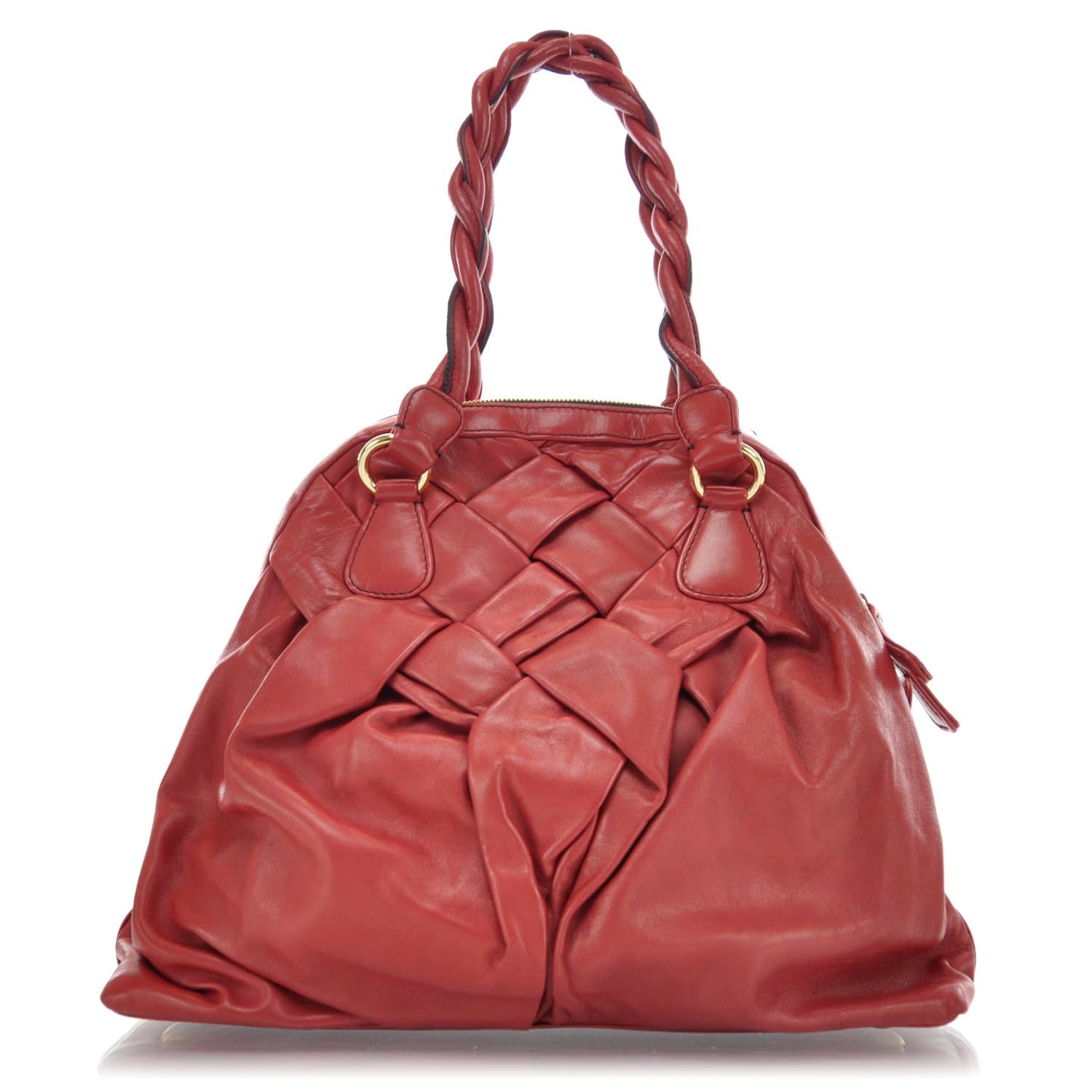 Valentino Garavani Woven Leather Couture Bag Red 1 of 8