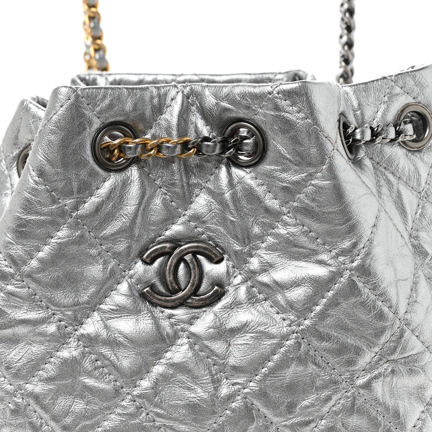 Chanel Metallic Crumpled Calfskin Quilted Small Gabrielle Backpack