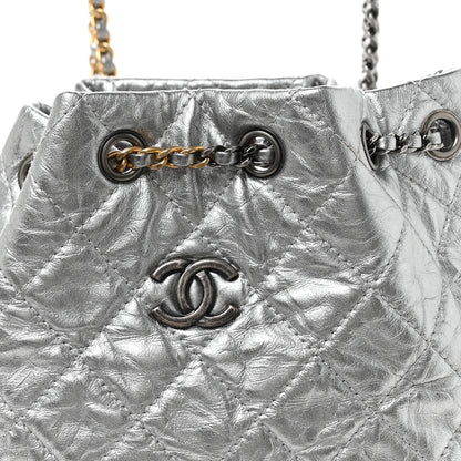 Chanel Metallic Crumpled Calfskin Quilted Small Gabrielle Backpack Silver 8 of 11