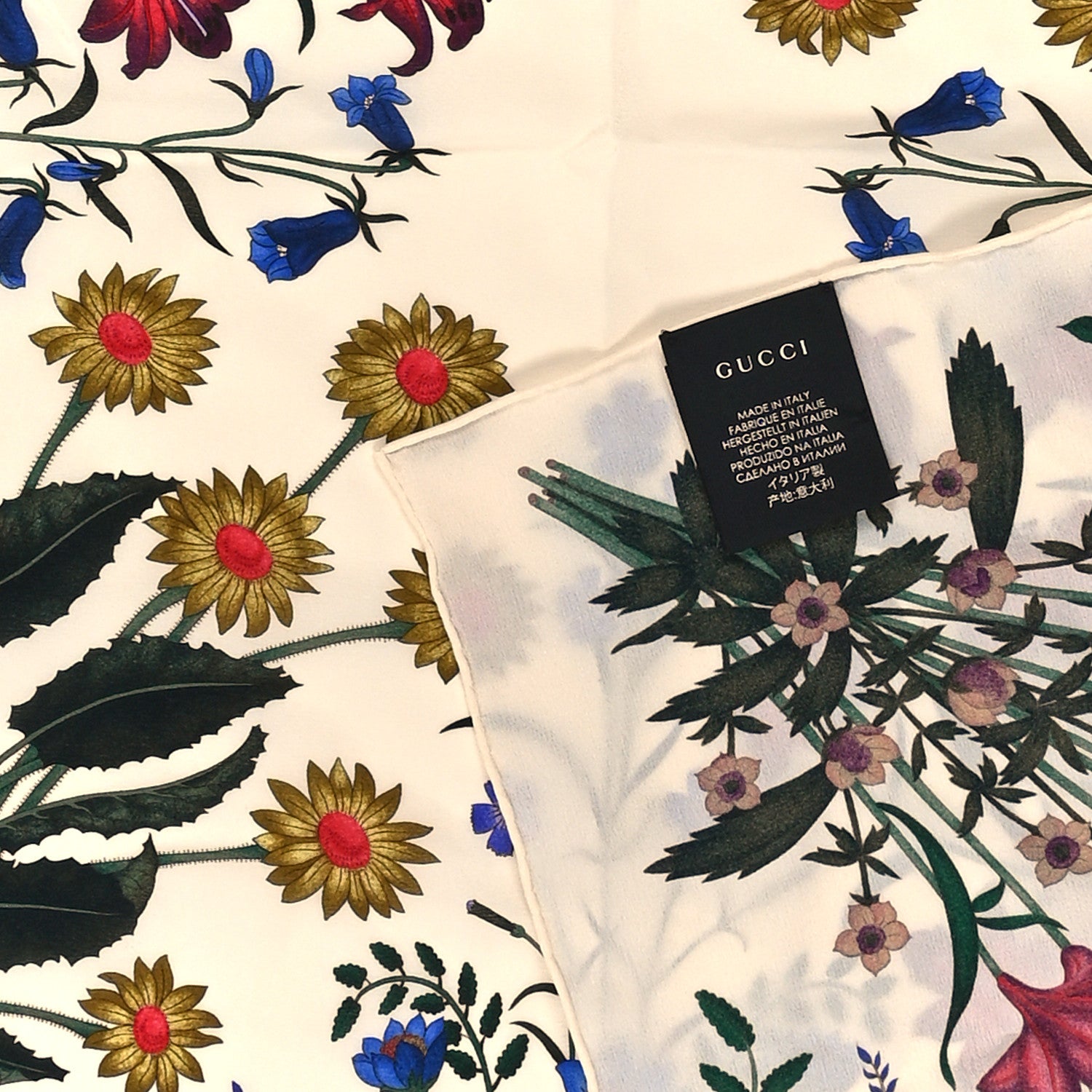 Gucci Silk Twill Flora Square Scarf White 3 of 3