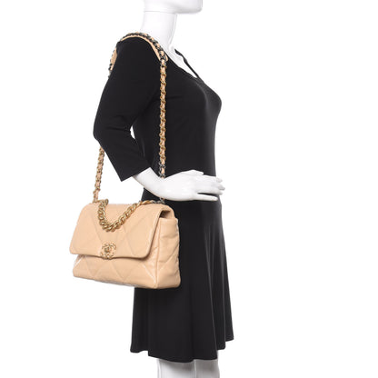Chanel Goatskin Quilted Large 19 Flap Beige 2 of 10