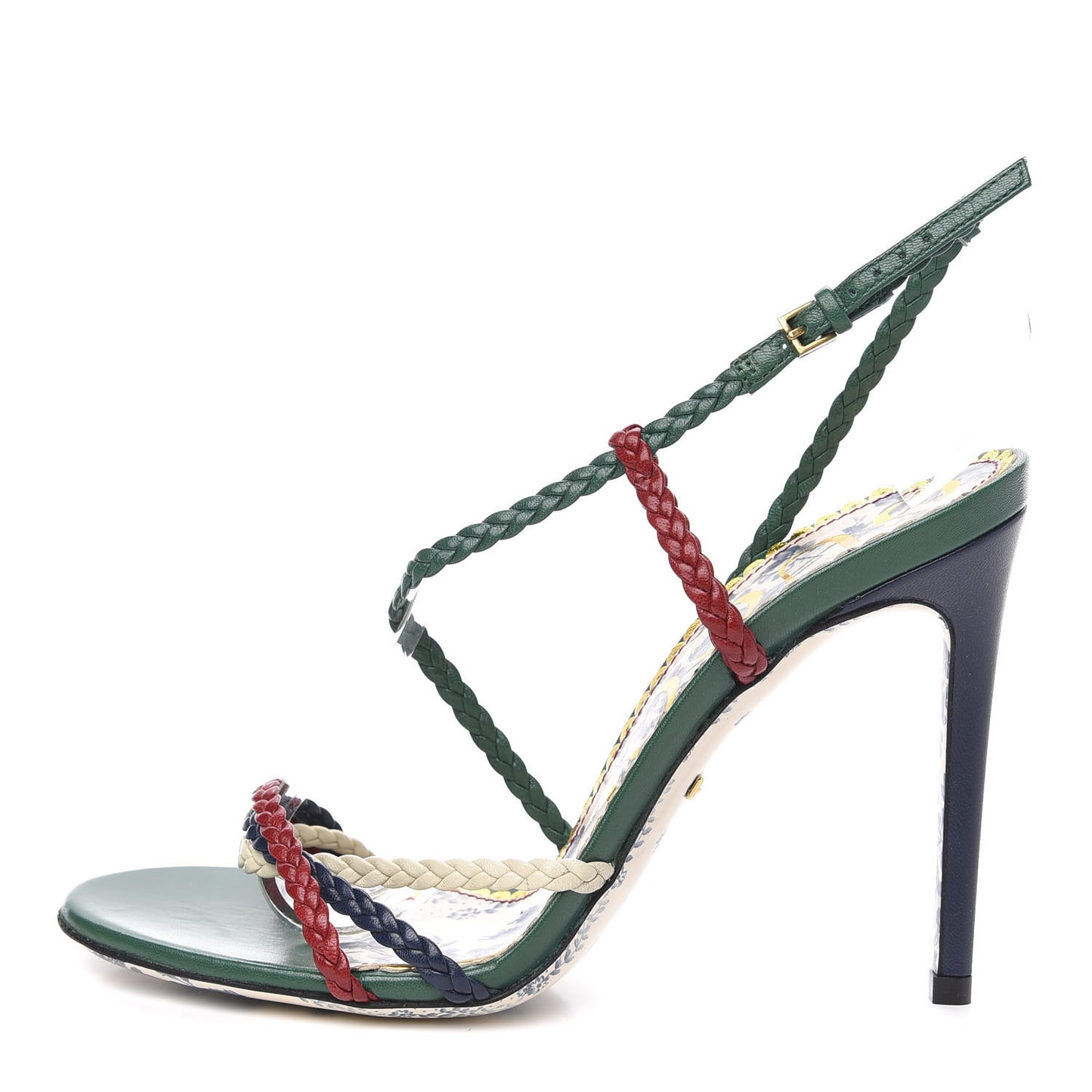 Malaga Kid Braided Haines High Heel Sandals 37 Emerald