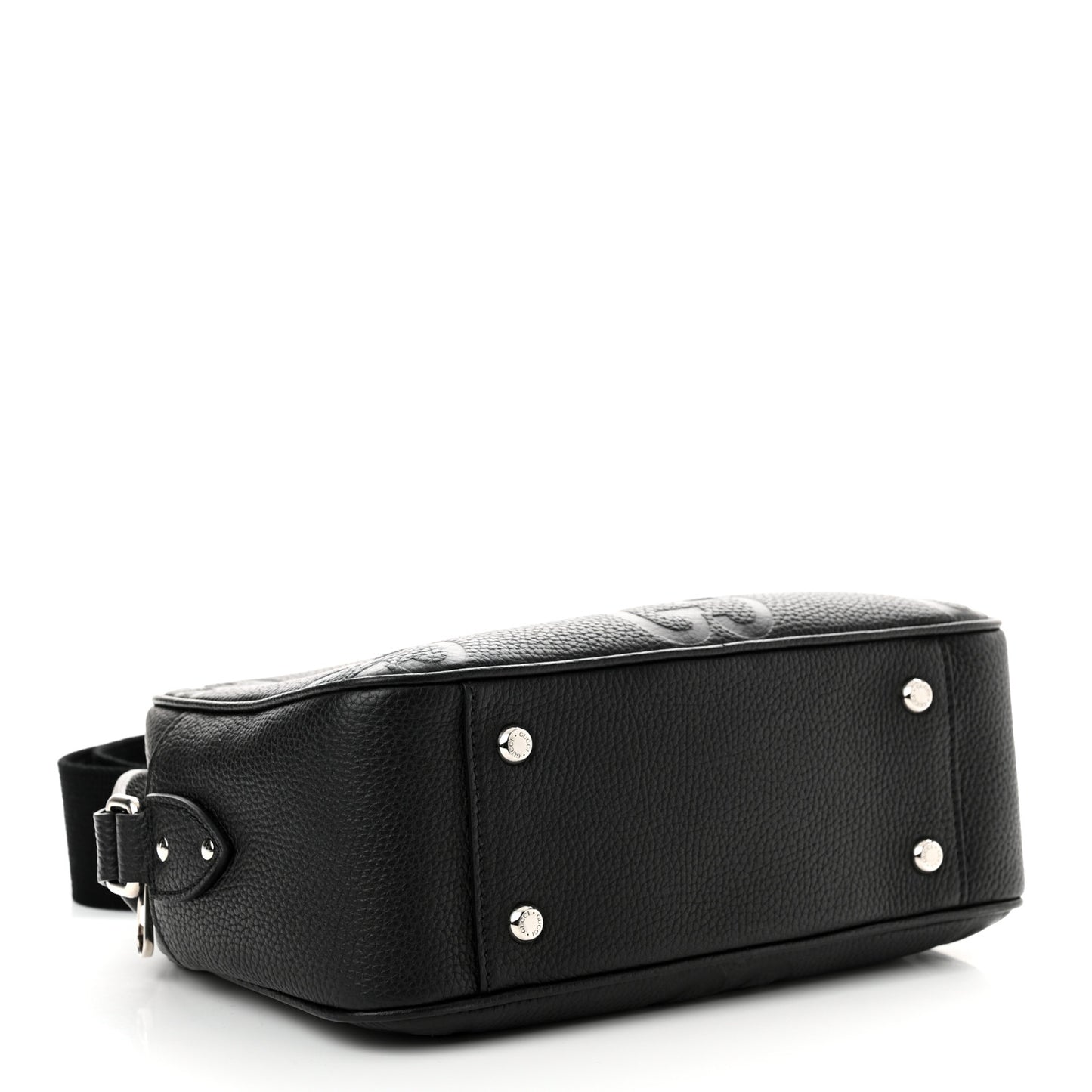 Piuma Calfskin Jumbo GG Embossed Medium Messenger Bag Black