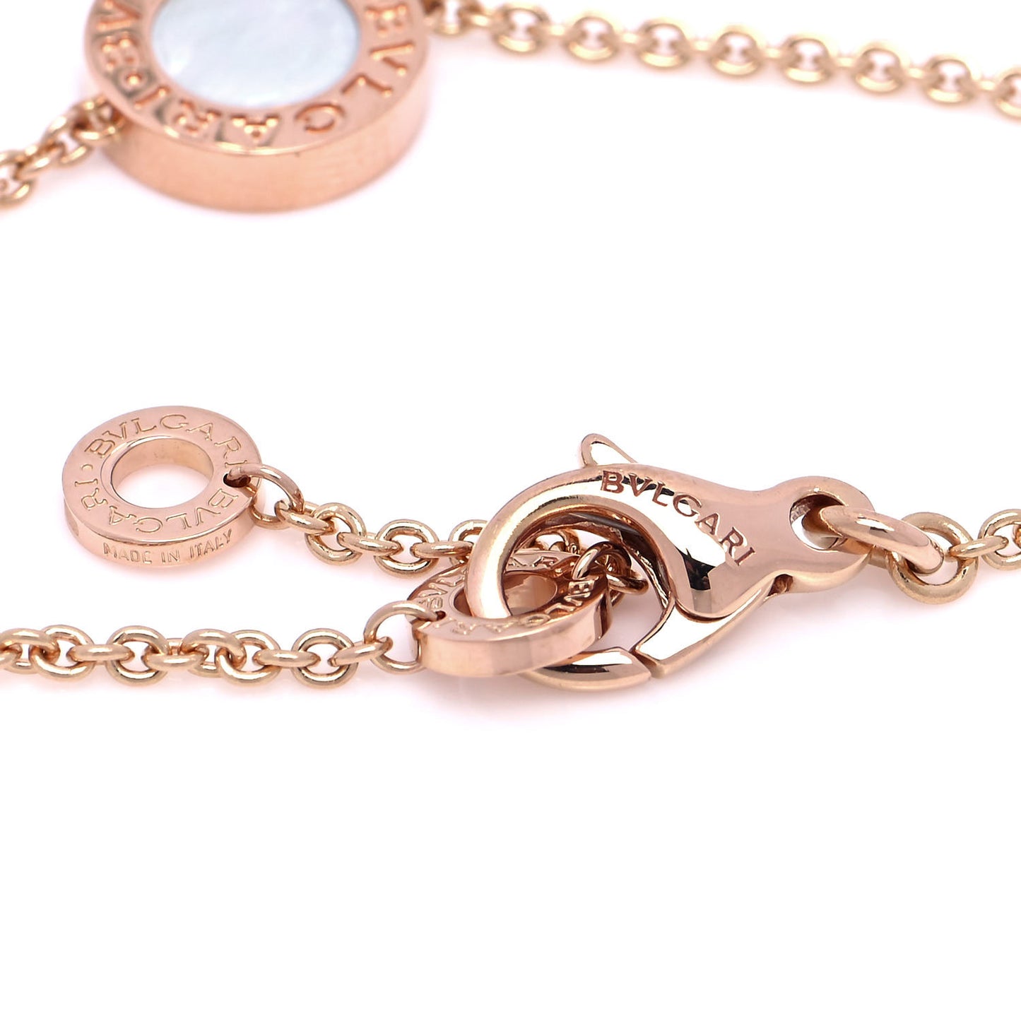 18K Rose Gold Mother of Pearl Carnelian BVLGARI BVLGARI Chain Bracelet
