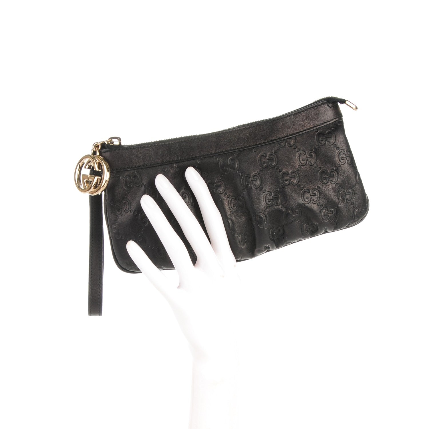 Gucci Guccissima Signature New Britt Wristlet Black 2 of 7
