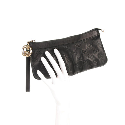 Gucci Guccissima Signature New Britt Wristlet Black 2 of 7