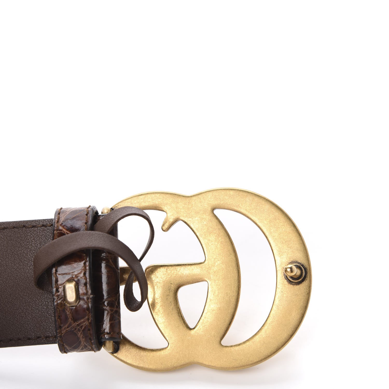 Gucci Crocodile Double G 40mm Belt 80 32 Brown 6 of 6