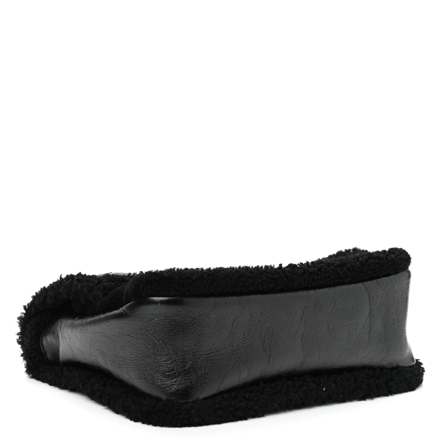 Saint Laurent Crinkled Calfskin Shearling Monogram Medium Niki Chain Satchel Black 4 of 11