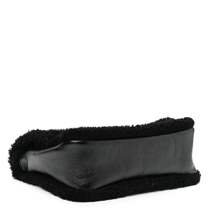 Saint Laurent Crinkled Calfskin Shearling Monogram Medium Niki Chain Satchel Black 4 of 11