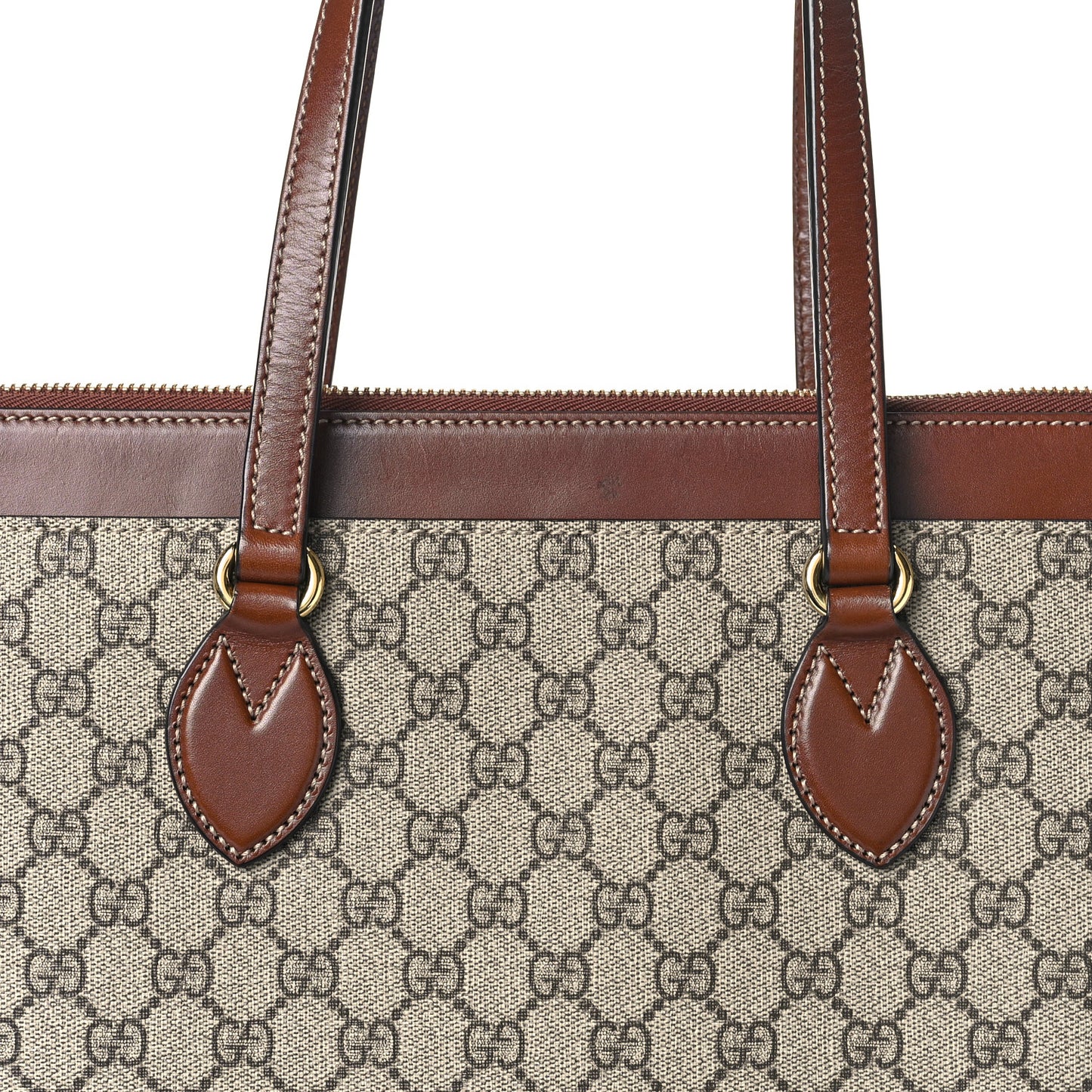 GG Supreme Monogram Medium Zippered Bucket Tote Beige Tuscany