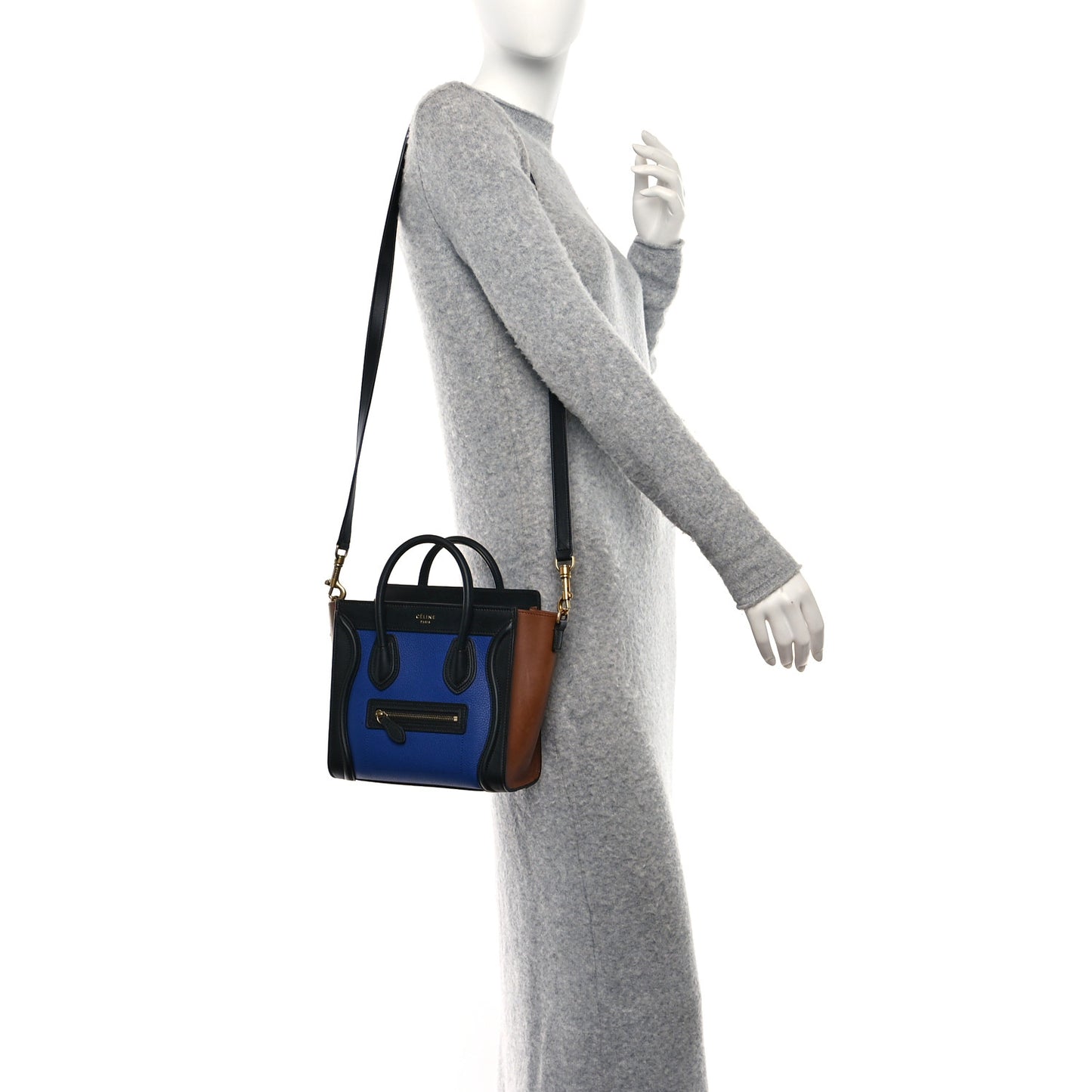 Smooth Drummed Calfskin Nano Tri-Color Luggage Indigo