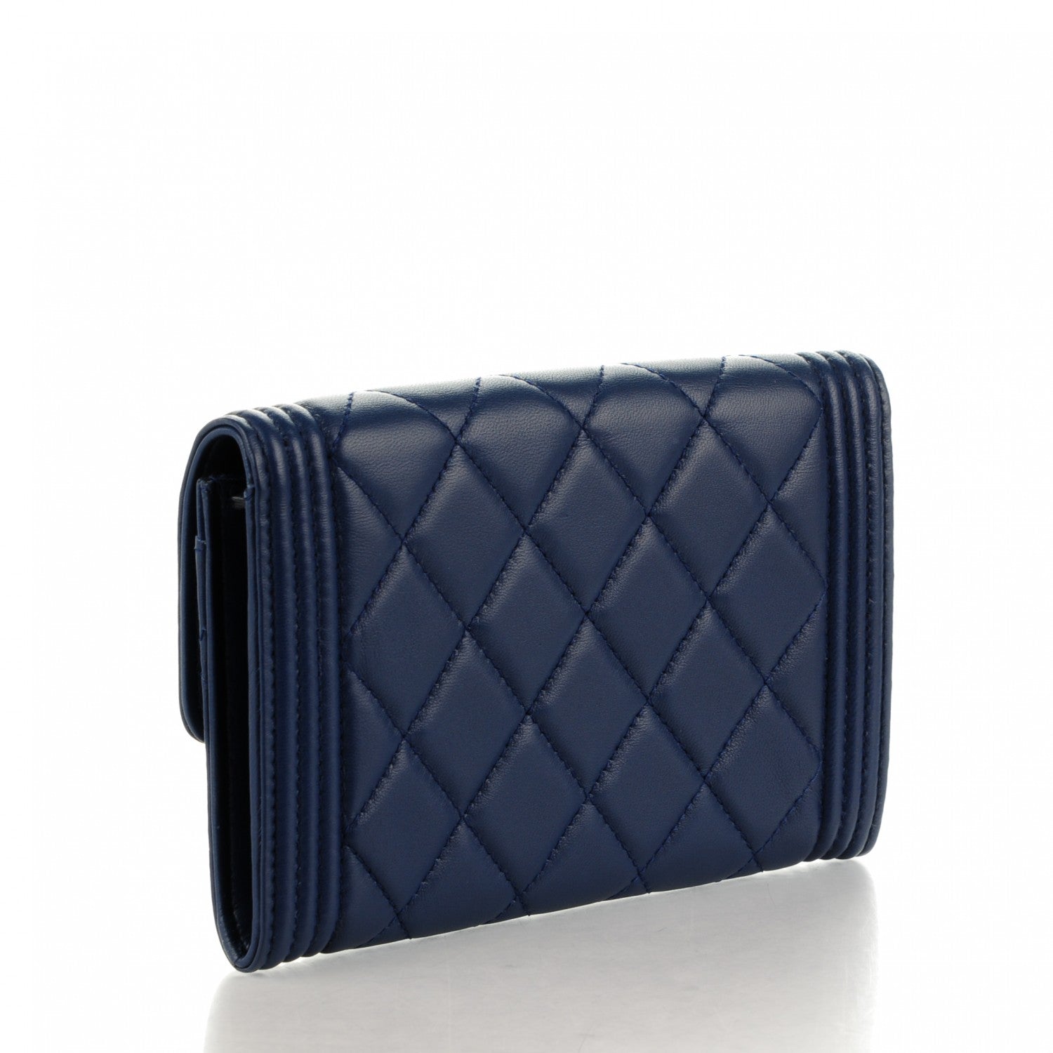 Chanel Lambskin Quilted Boy Card Holder Wallet Navy 3 of 7