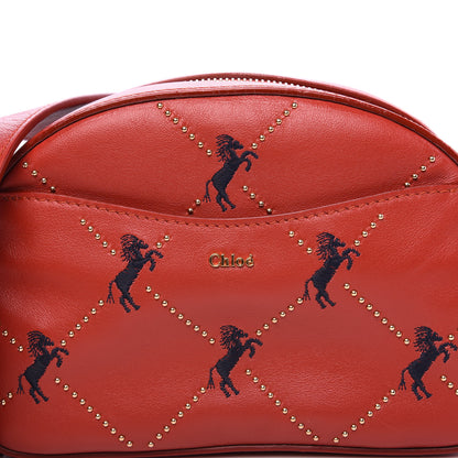 Chloe Smooth Calfskin Little Horses Embroidered Shoulder Bag Earthy Red 8 of 8