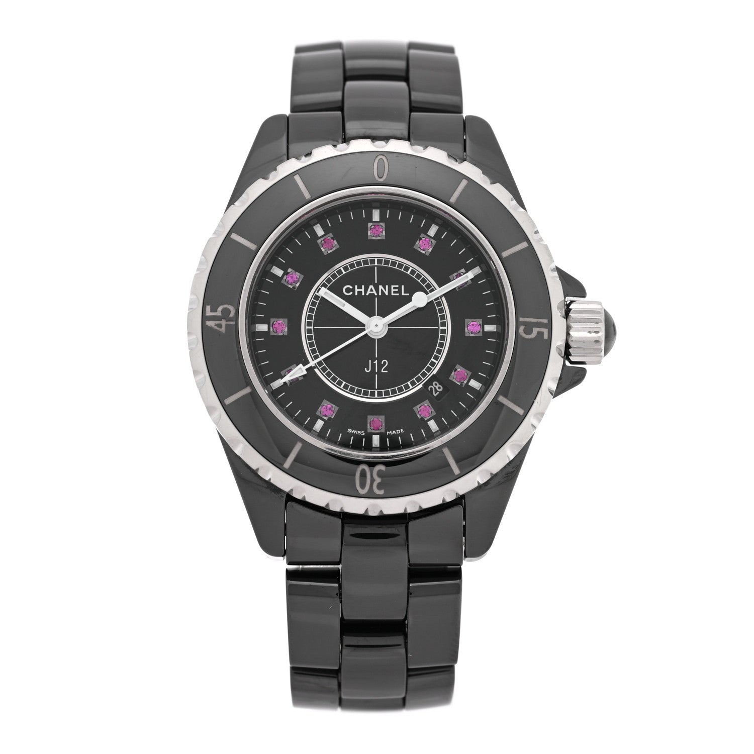 Chanel Stainless Steel Ceramic Ruby 33mm J12 Quartz Watch Black 1 of 4