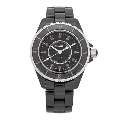 Chanel Stainless Steel Ceramic Ruby 33mm J12 Quartz Watch Black 1 of 4