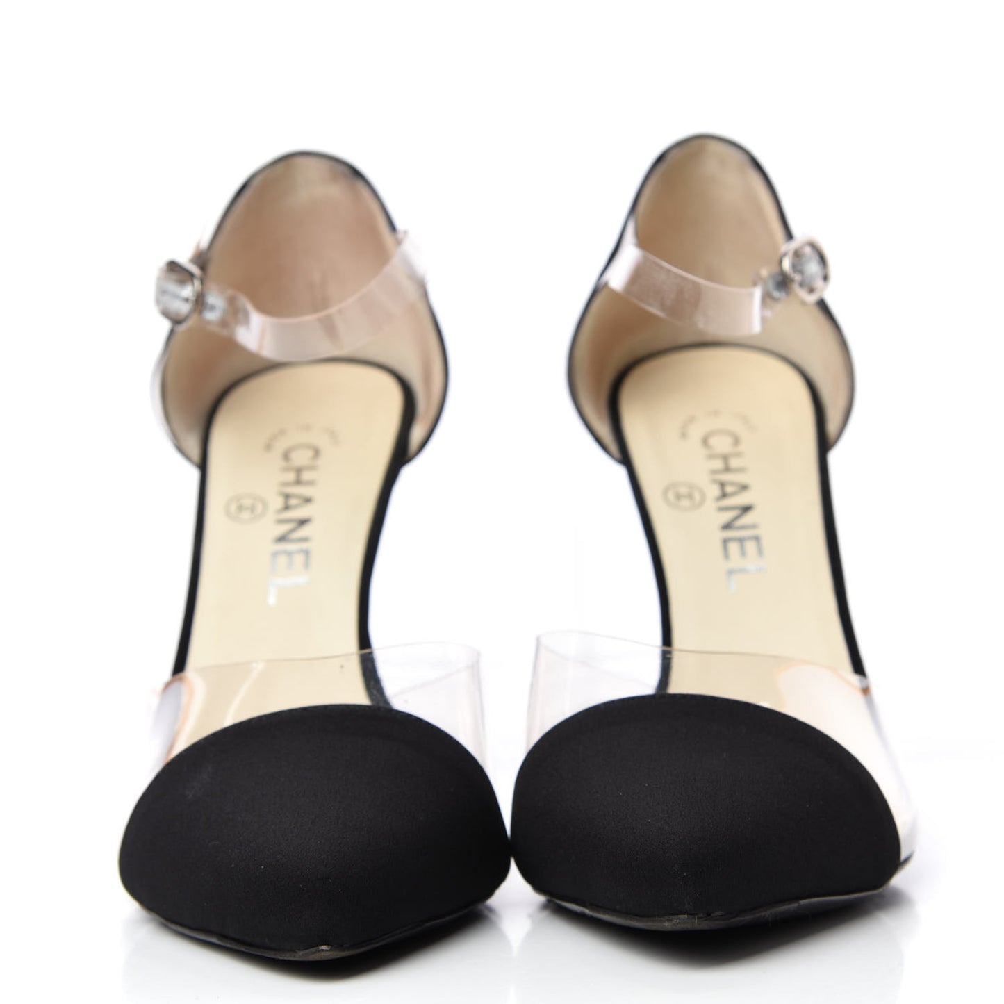 PVC Silk Crepe Cap Toe CC Pumps 39 Black