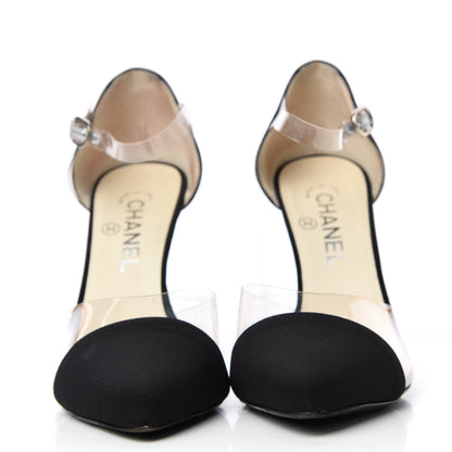 Chanel PVC Silk Crepe Cap Toe CC Pumps 39 Black 2 of 12