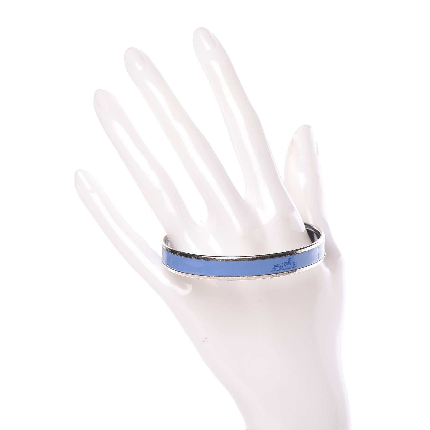 Hermes Enamel Printed Narrow Caleche Bracelet 65 Bleu 2 of 6