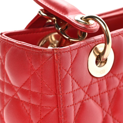 Christian Dior Lambskin Cannage Medium Lady Dior Red 13 of 18
