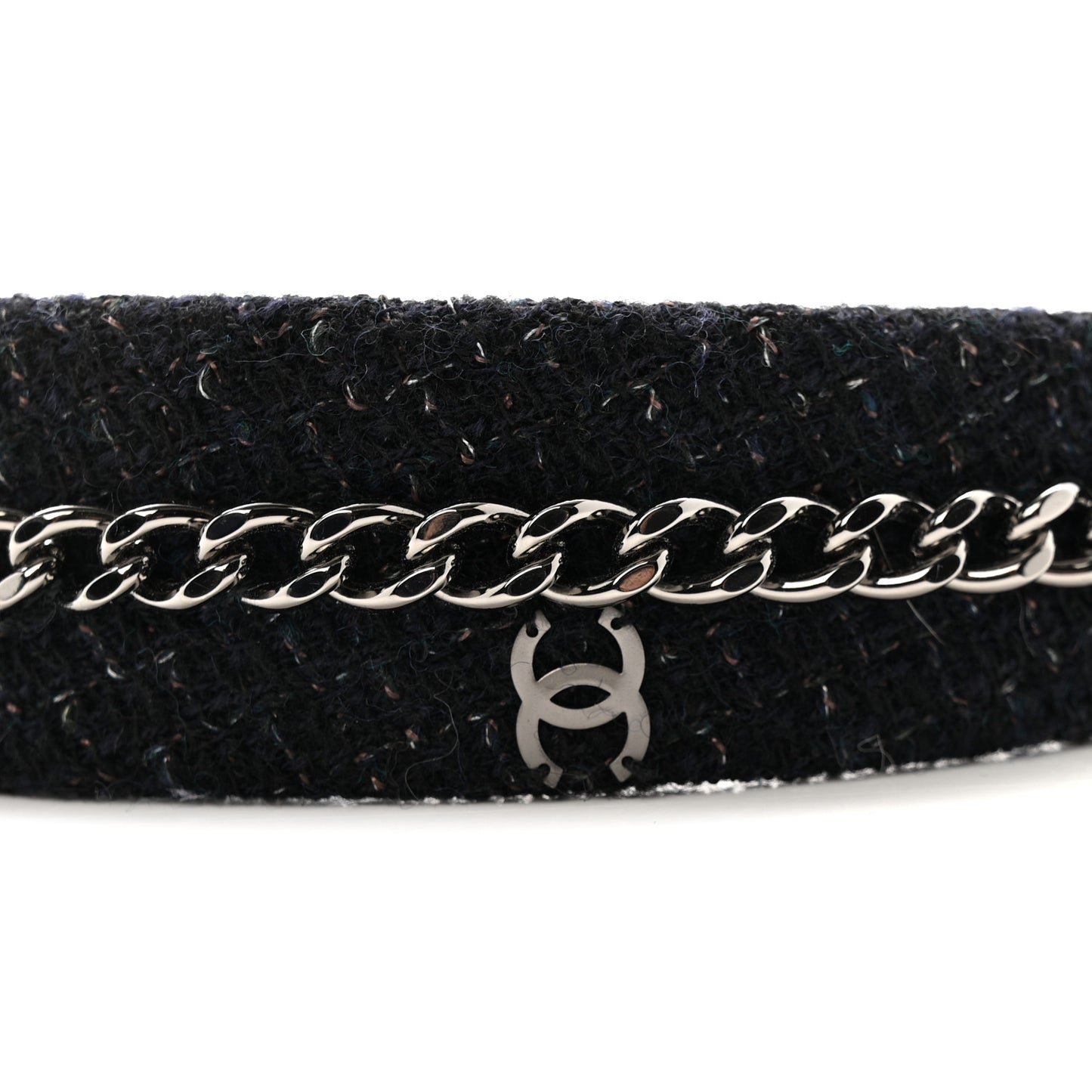 Tweed Chain Headband Black