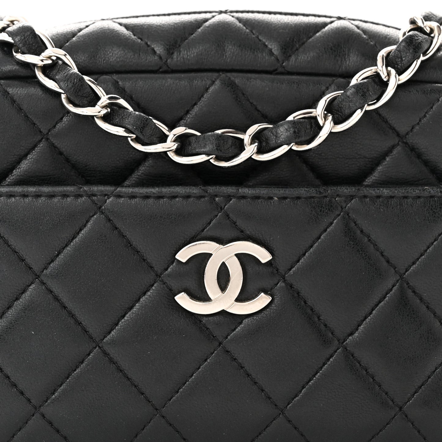 Lambskin Quilted Small Timeless Camera Case Black