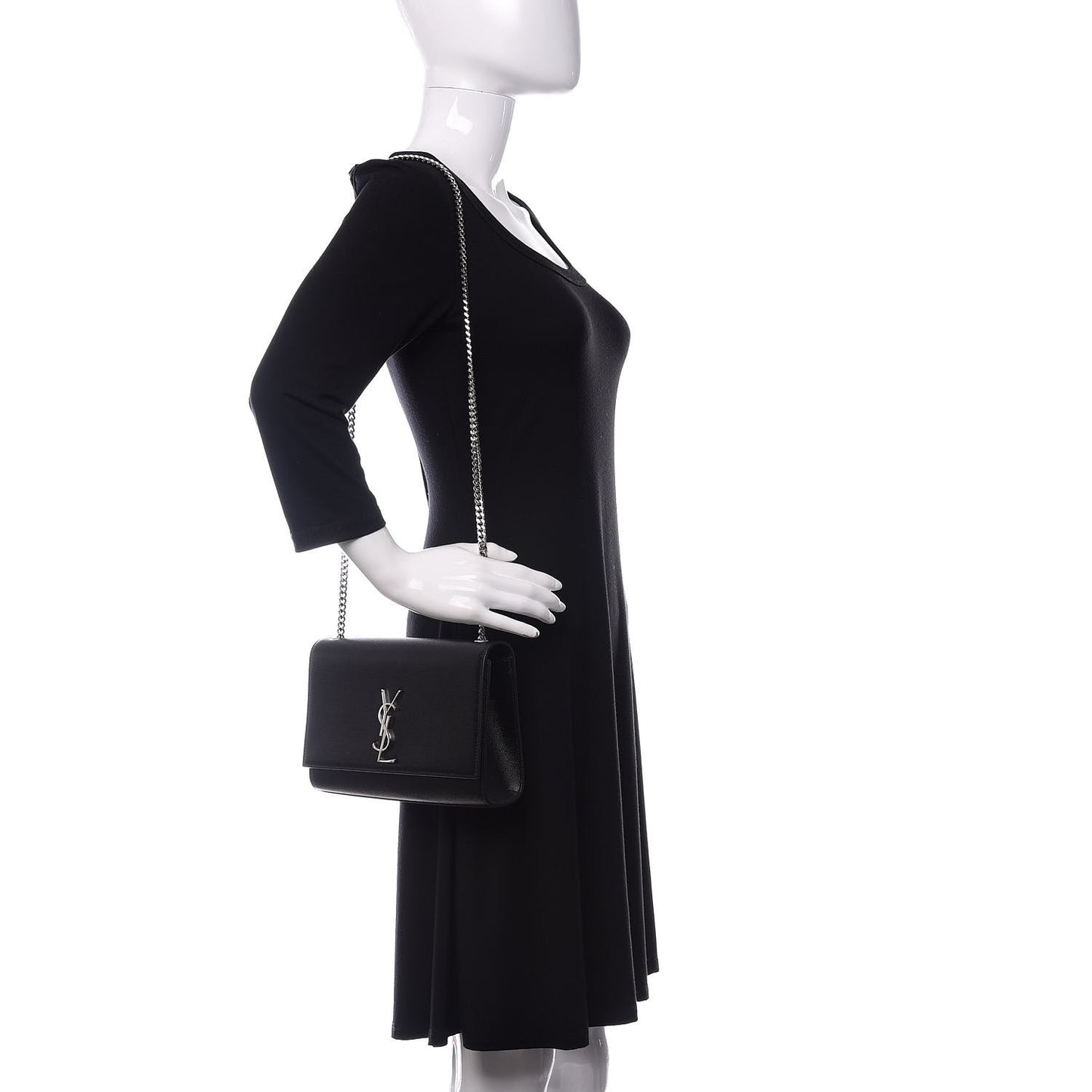 Grain De Poudre Medium Classic Monogram Kate Satchel Black