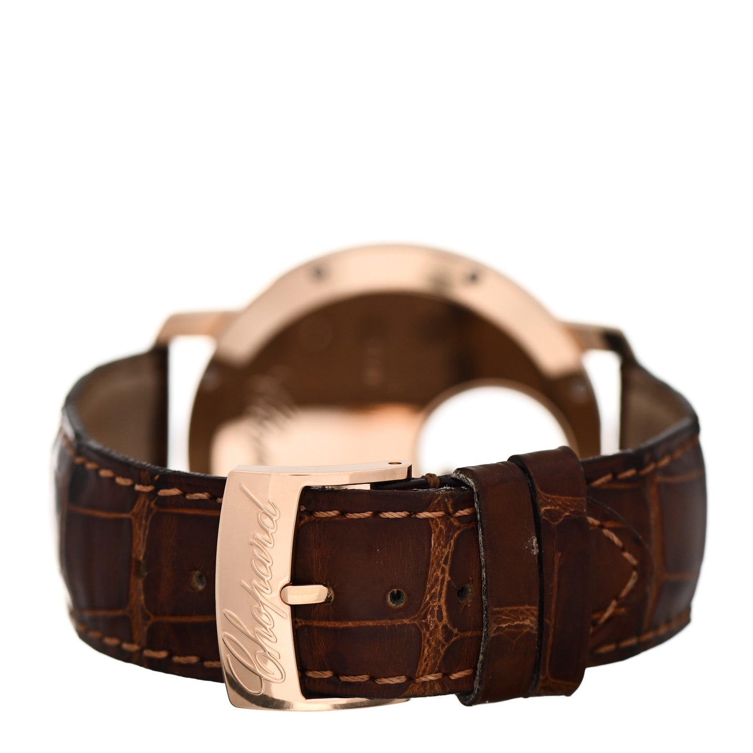 Chopard 18K Rose Gold Alligator 3 Diamond Pave Mother of Pearl 40mm Happy Sun Quartz Watch 3 of 5