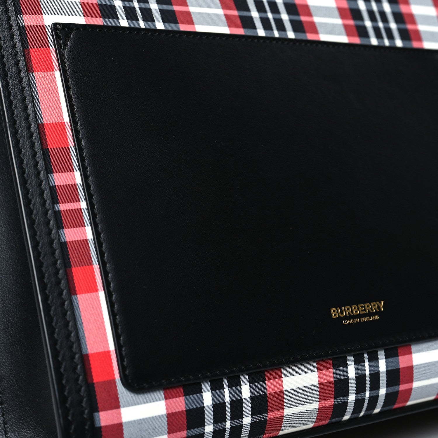 Burberry Calfskin Nylon Tartan Mini Pocket Bag Bright Red 11 of 11