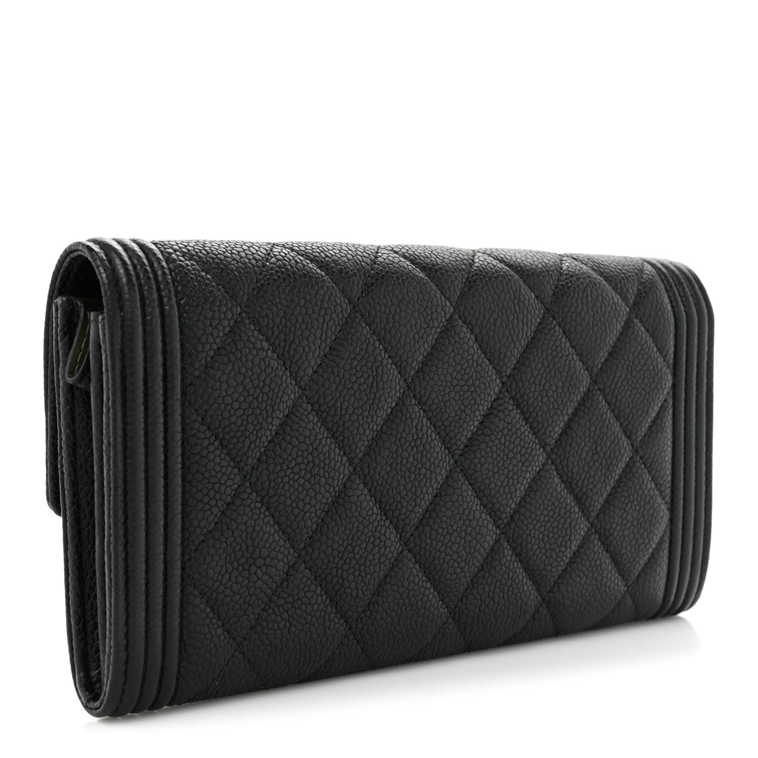Chanel Caviar Quilted Large Boy Gusset Flap Wallet Black 3 of 15