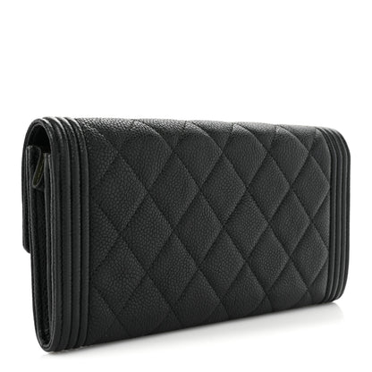 Chanel Caviar Quilted Large Boy Gusset Flap Wallet Black 3 of 15