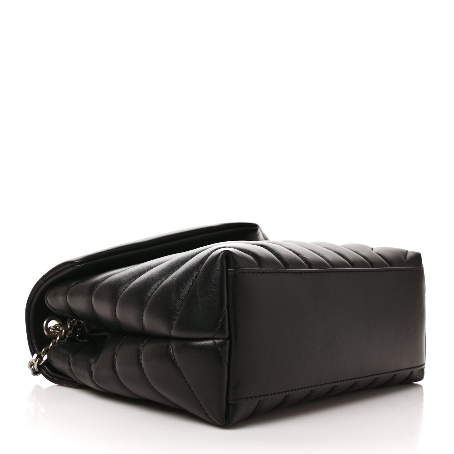 Calfskin Y Quilted Monogram Small Loulou Chain Satchel Black